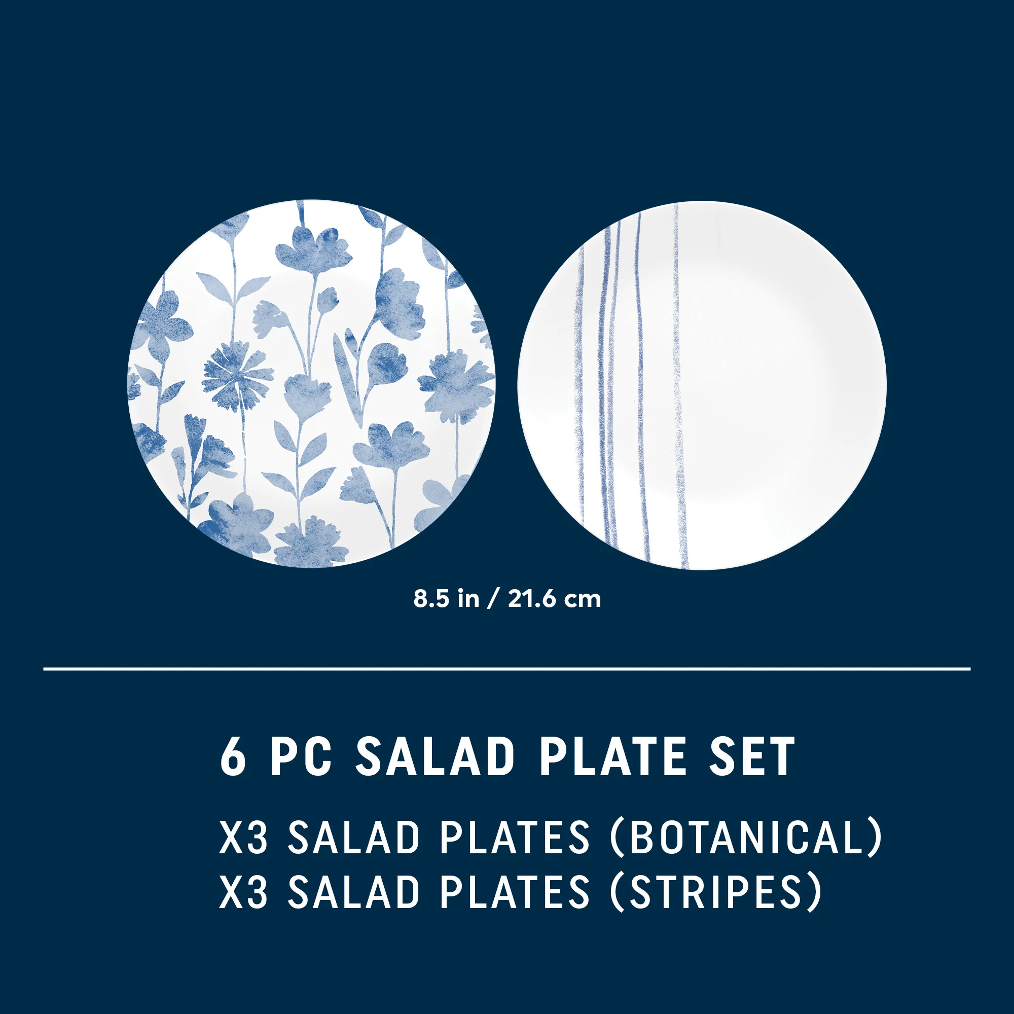 Corelle® Botanical Stripes 8.5" Salad Plates, 6 Pack - Image 2